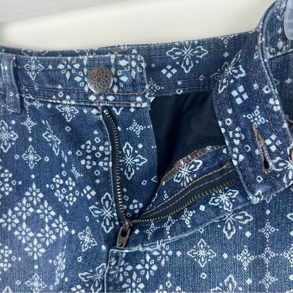 Denim Skort Medallion Print Mini Skirt Boho Festival Bohemian 4 Moroccan India - Picture 7 of 12